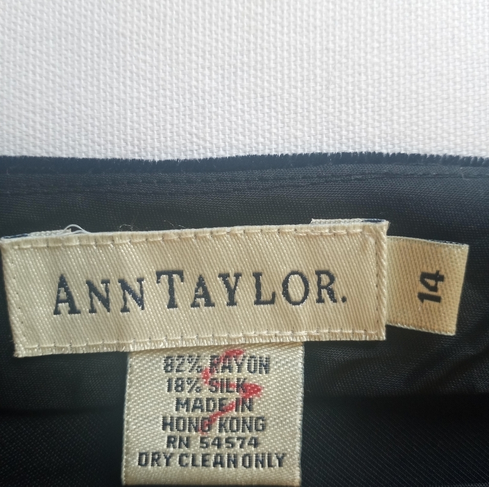 Ann Taylor Vintage Black Velvet Silk Blend Lined A Line Whimsigoth Boho Skirt 14 - Picture 8 of 11